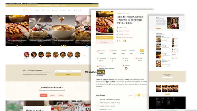como criar um site de receitas e culinaria profissional